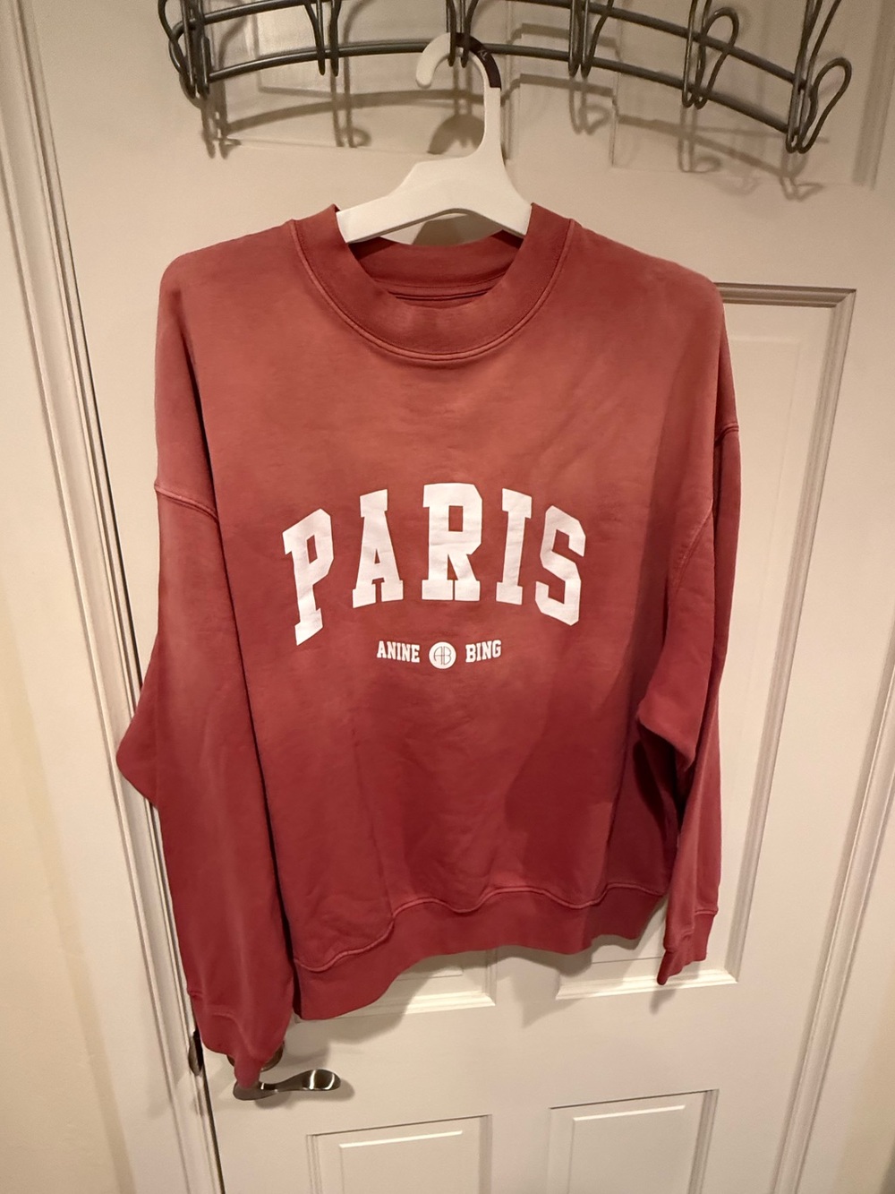 Anine Bing PARIS Crewneck Sweatshirt in Dusty Rose Mauve Ombré Large